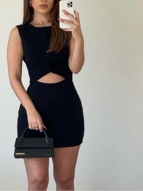 superdown Black Twist Cutout Mini Dress NEW